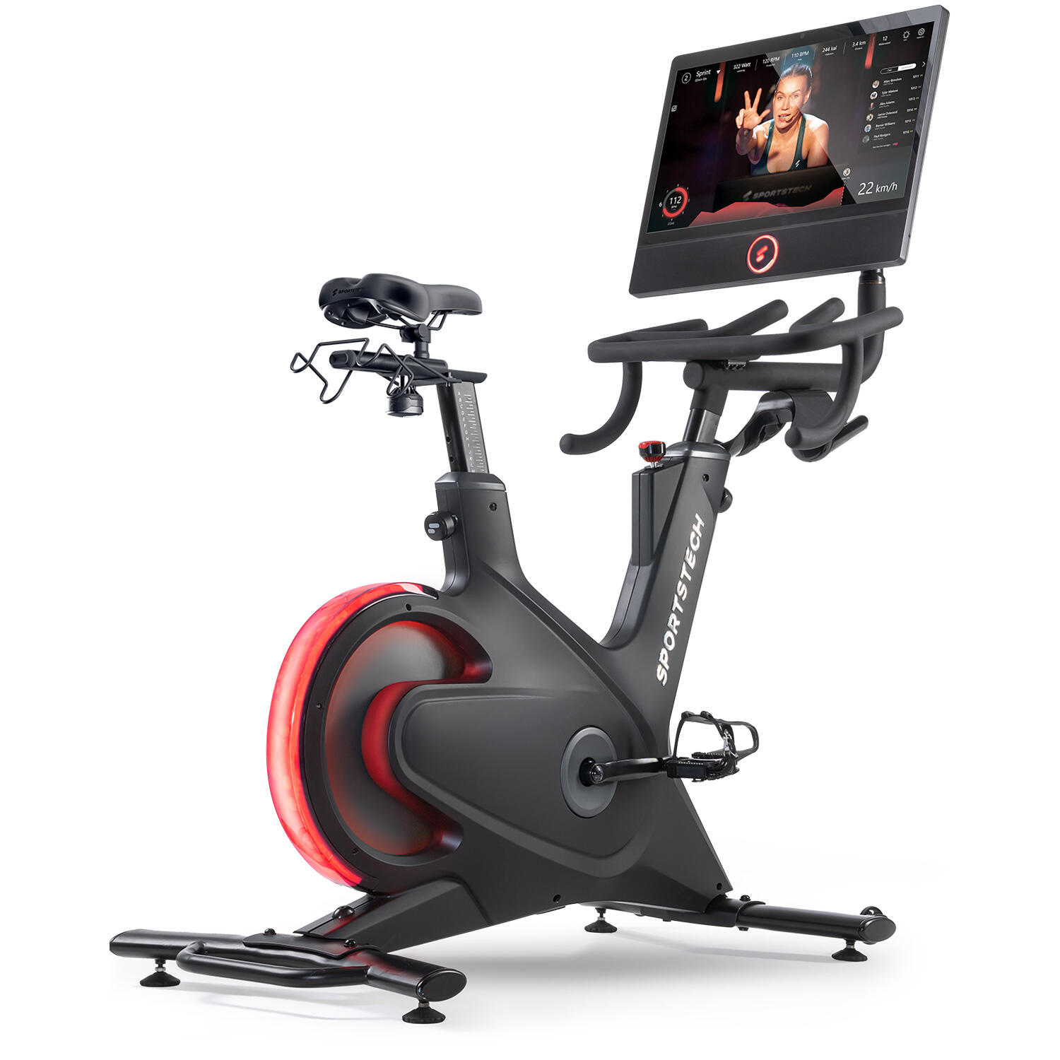 SPORTSTECH Sportstech Speedbike sBike | 21,5" Touch-Display | LED-Feedback | Kurse