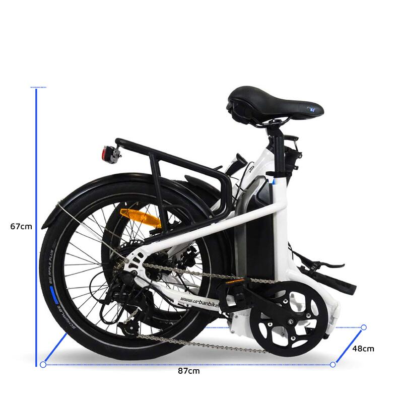 Urbanbiker Mini | Klapprad E-Bike | 100KM Reichweite | Weiß | 20"