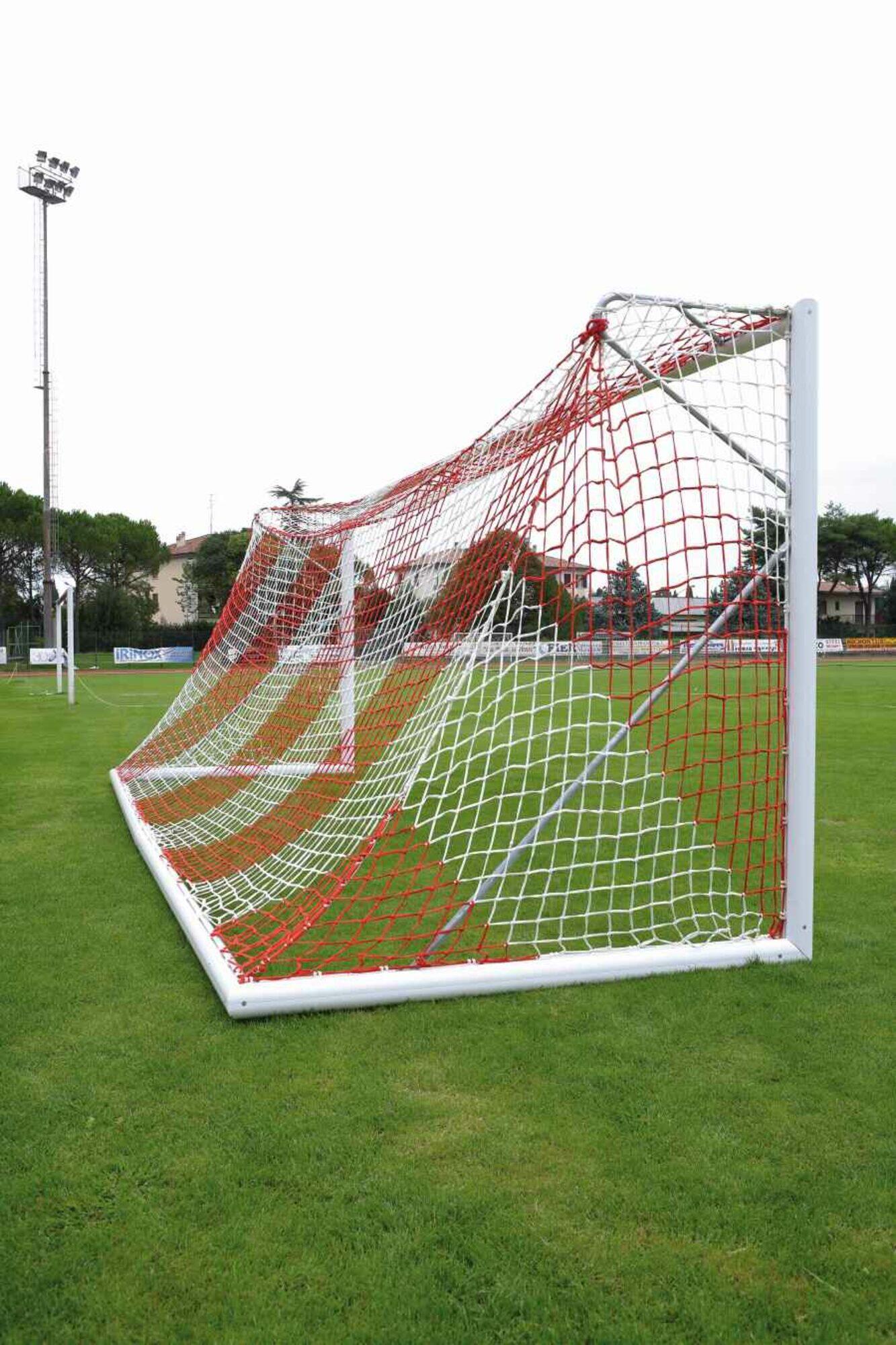 11-a-side voetbalnet 4mm - Rood/Wit - 7,32 x 2,44 x 0,8 x 1,5m 4/4