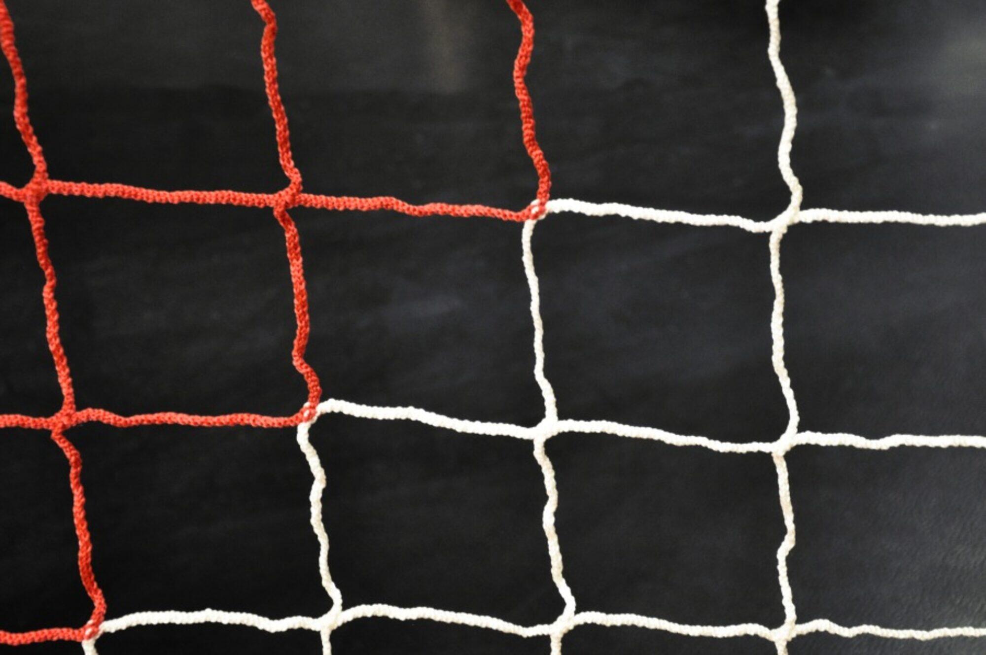 11-a-side voetbalnet 4mm - Rood/Wit - 7,32 x 2,44 x 0,8 x 1,5m 3/4