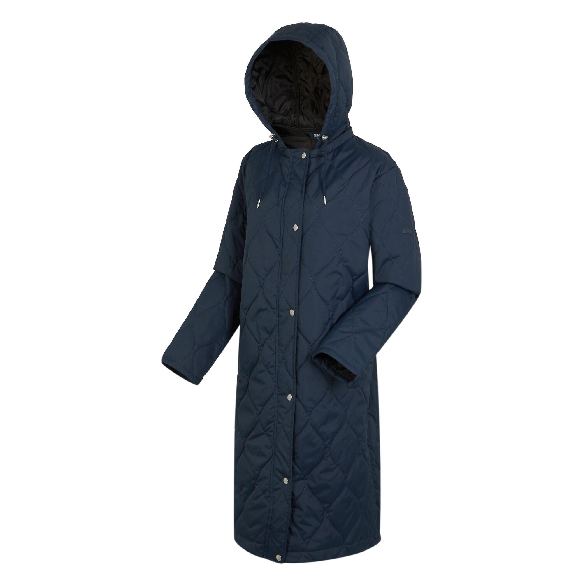 Womens/Ladies Jaycee Quilted Hooded Jacket (Navy/Black) 4/5