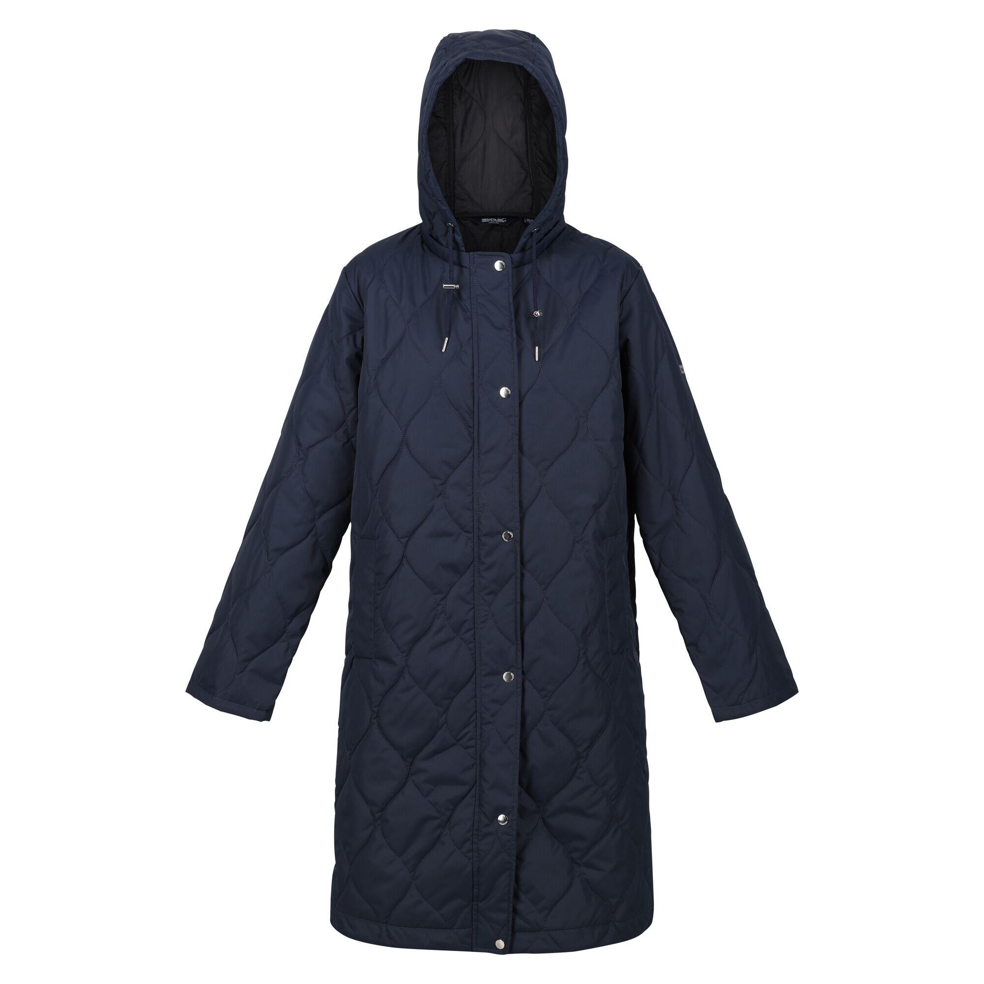 Womens/Ladies Jaycee Quilted Hooded Jacket (Navy/Black) 1/5