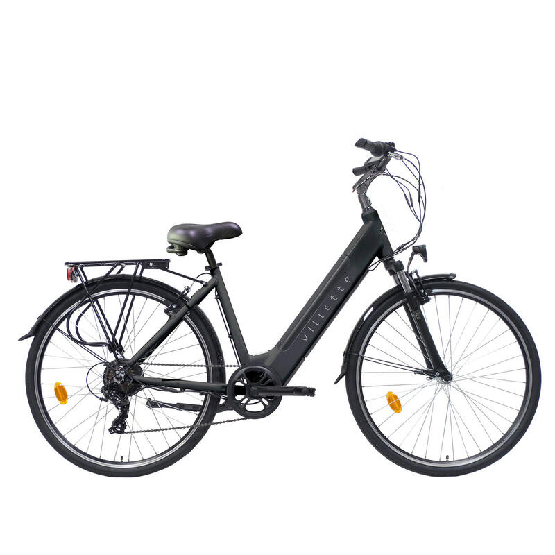 L' Amant Eco,vélo électrique femme,7 vitesses,10,4 Ah,batterie intégrée,gris