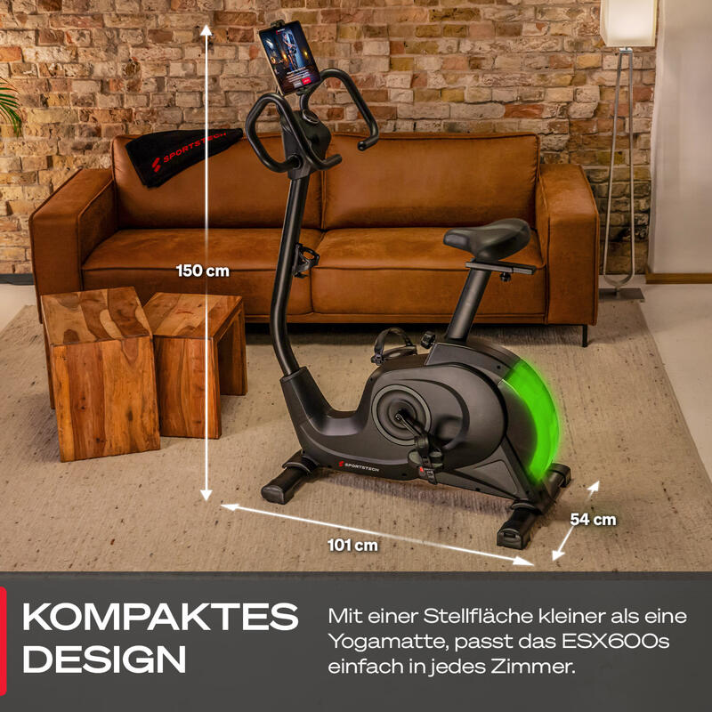 Ergometer SPORTSTECH ESX600s - 10kg Schwungmasse mit LED & Tablet-Halterung