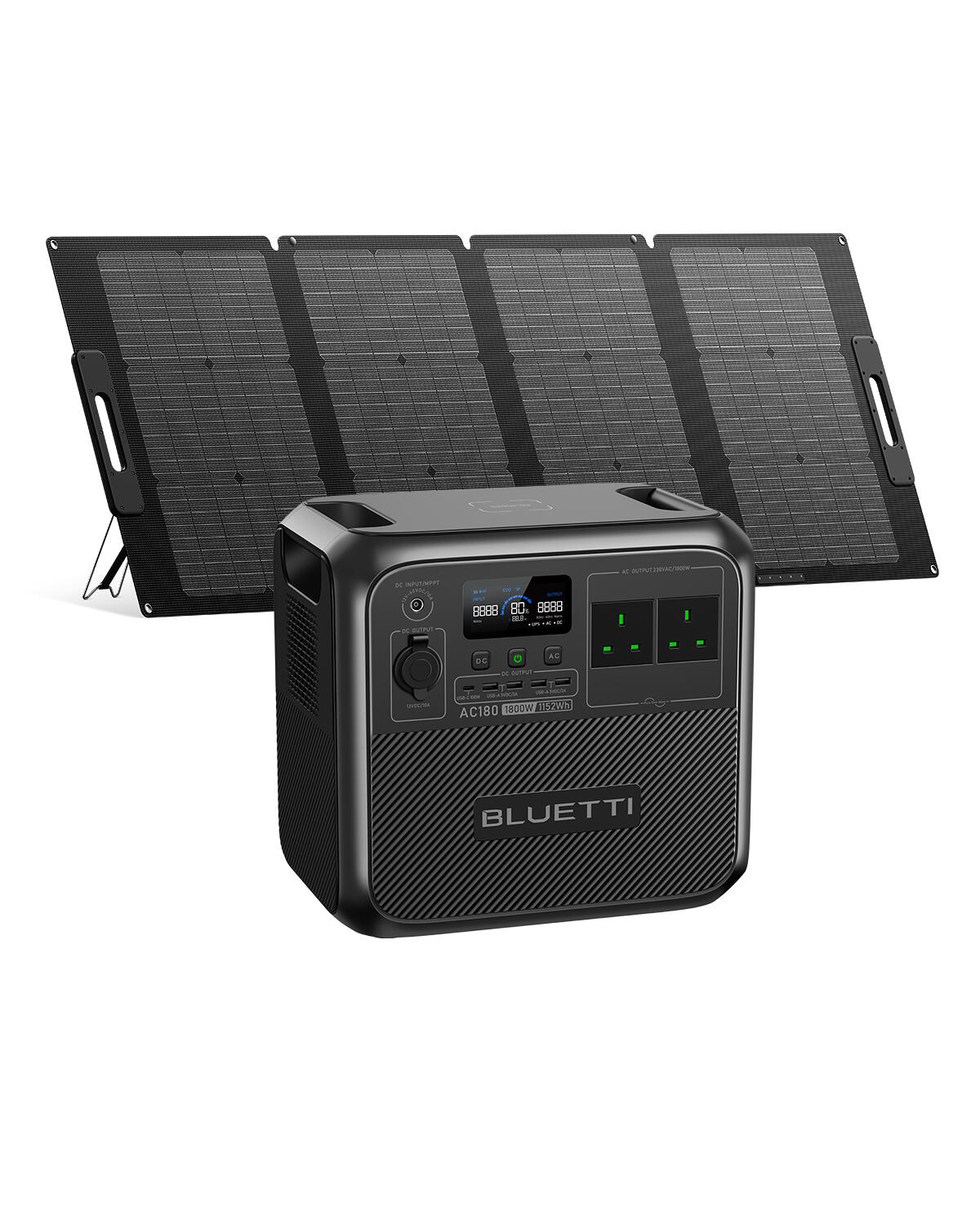 BLUETTI BLUETTI Solar Generator AC180 1152Wh/1800W with PV120S Solar Panel for Camping