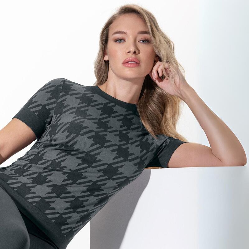 T-shirt met houndstooth print