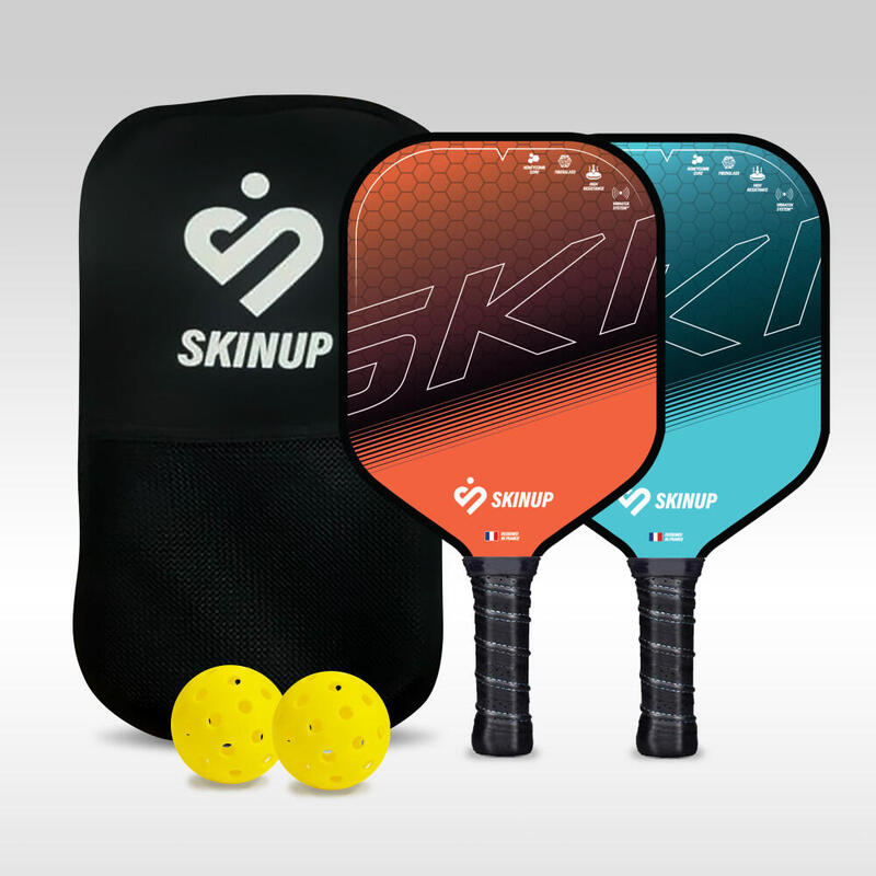 SKINUP Veel 2 slimme en leuke pickleball -rackets, 2 ballen en dekking