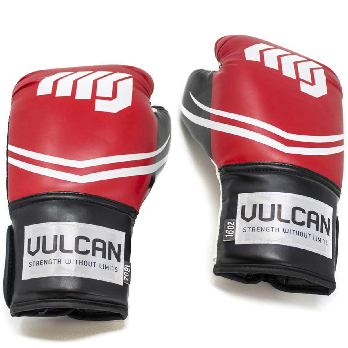 BOXING GLOVES 16oz RED/BLACK WITH HANDWRAPS 4/7