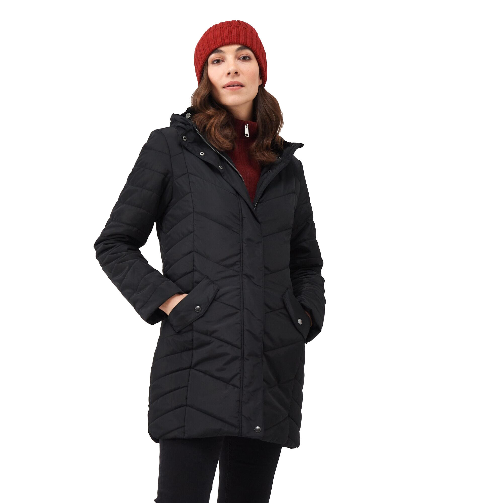 Womens/Ladies Panthea Insulated Padded Hooded Jacket (Black) 3/5