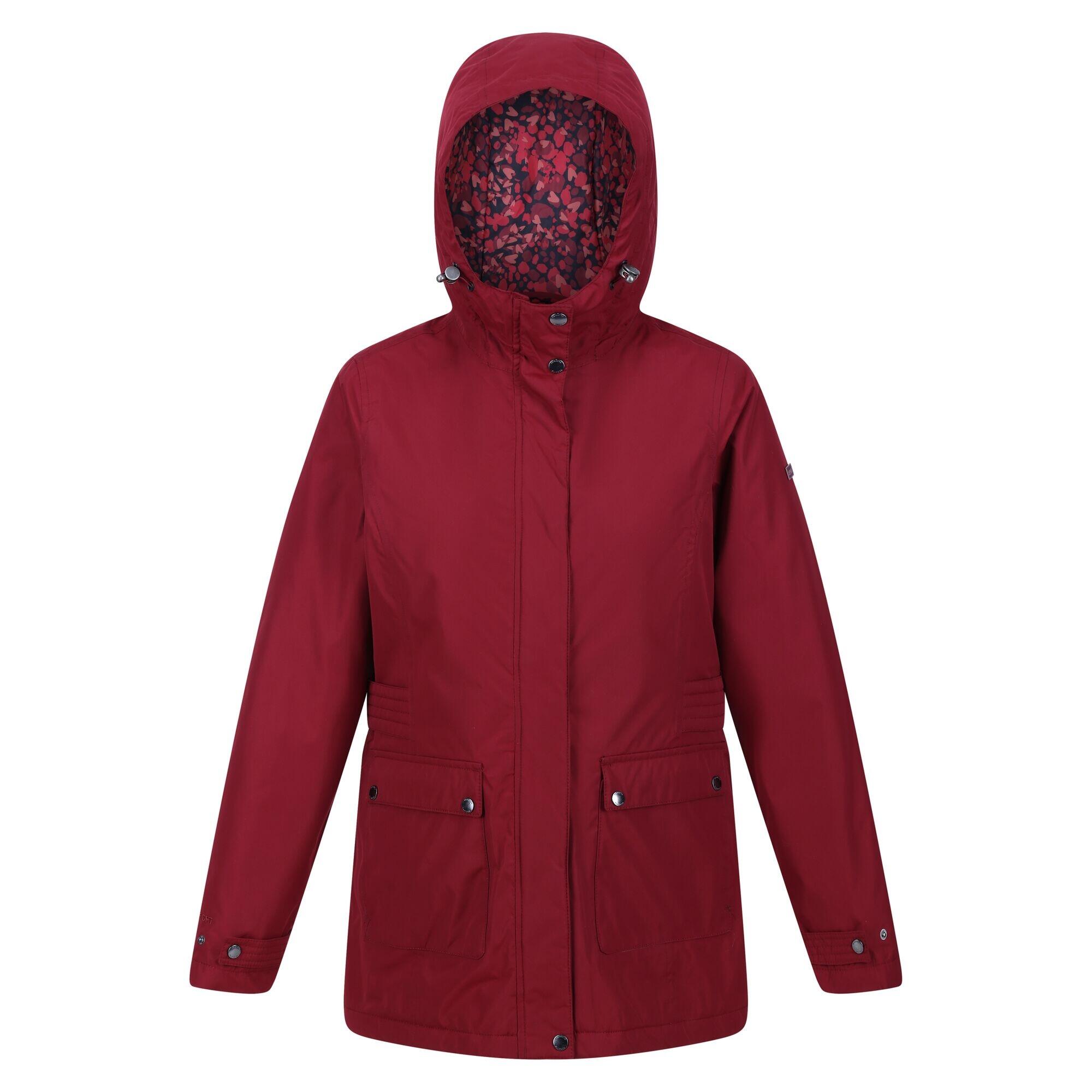 REGATTA Womens/Ladies Brenlyn Abstract Hearts Waterproof Jacket (Cabernet)