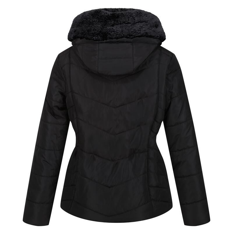 Dames Wildrose Gewatteerd Hooded Jacket (Zwart)