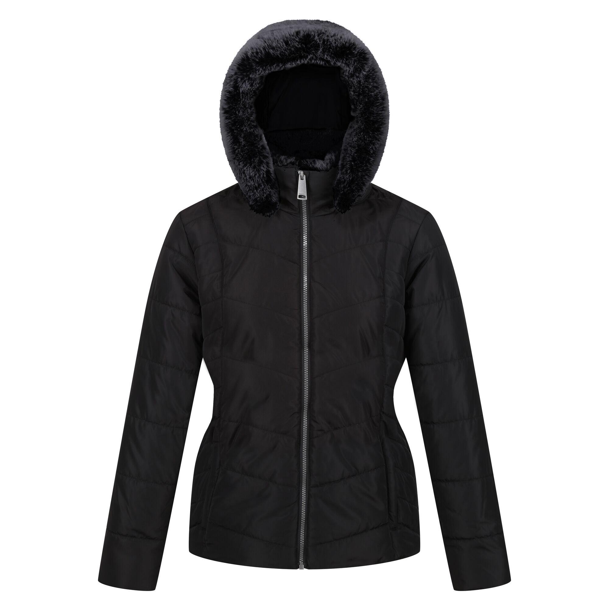 REGATTA Womens/Ladies Wildrose Baffled Padded Hooded Jacket (Black)