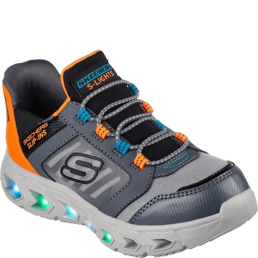 SKECHERS Boys HypnoFlash 2.0 Odelux Trainers (Charcoal/Orange)