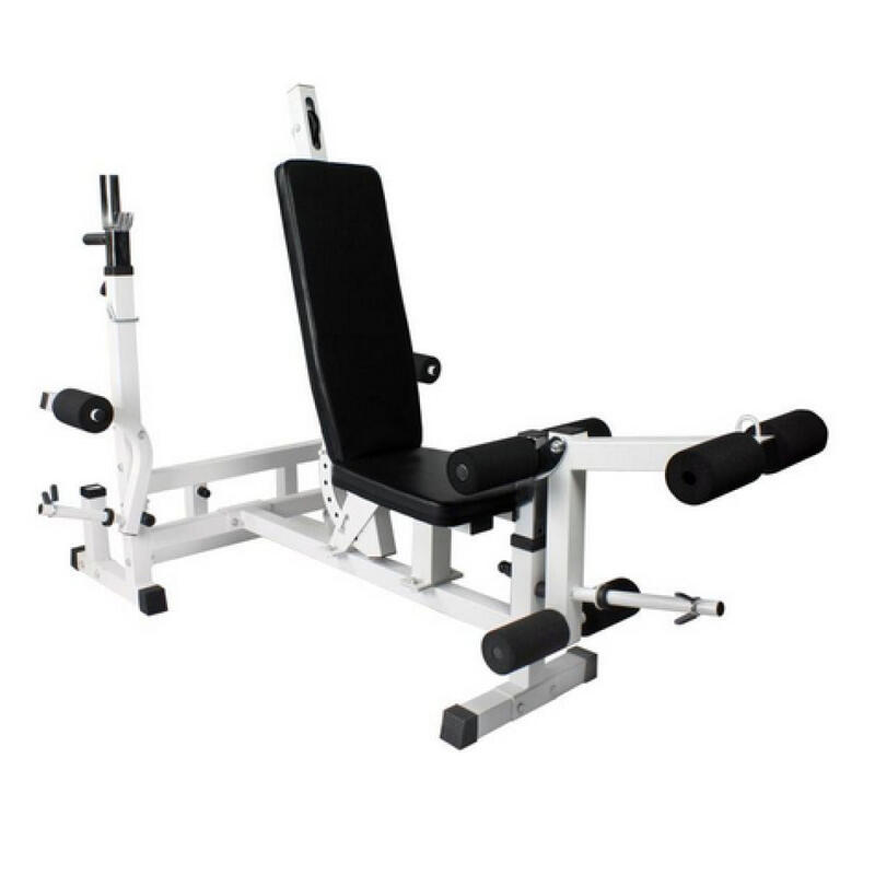 Banc de musculation universel blanc Avec jeu de poids de 70 kg Plastique