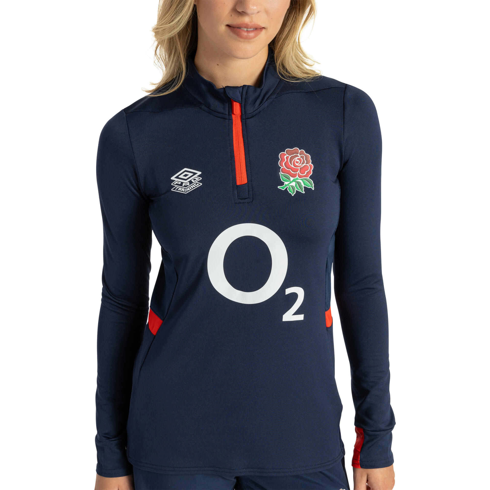 Womens/Ladies 23/24 England Rugby Midlayer (Navy Blazer/Dress Blue/Flame 3/4