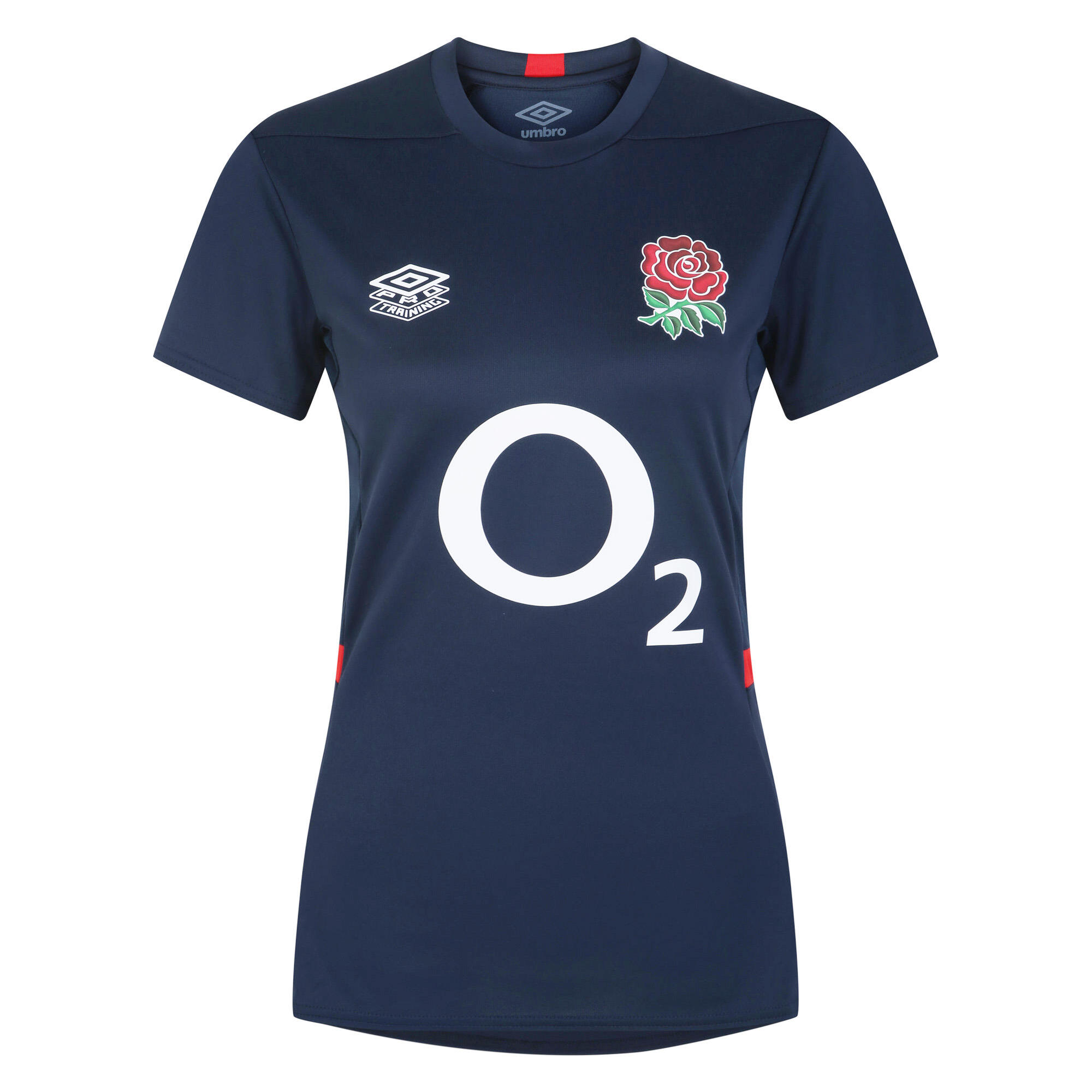 Womens/Ladies 23/24 England Rugby Gym TShirt (Navy Blazer/Dress Blue/Flame 1/4