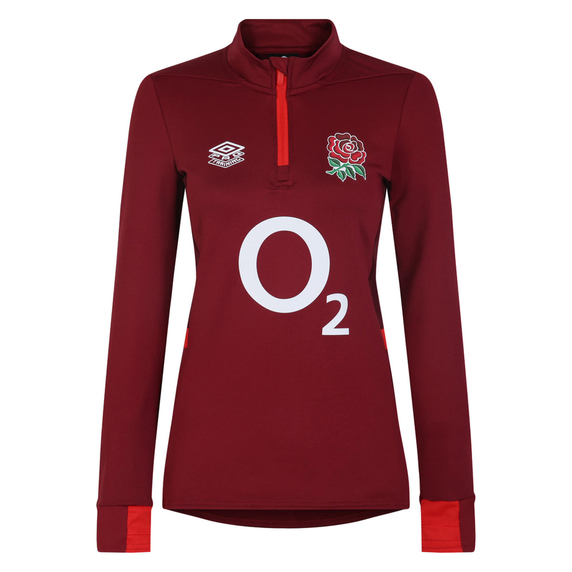 UMBRO Womens/Ladies 23/24 England Rugby Midlayer (Tibetan Red/Zinfandel/Flame Scarlet)