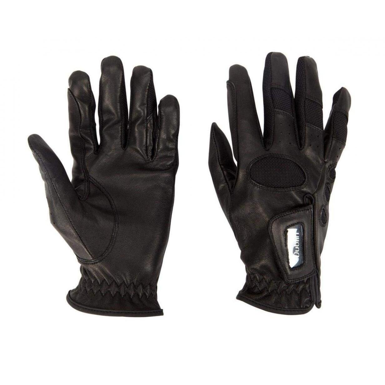 DUBLIN Unisex Leather Showjumping Riding Gloves (Black)