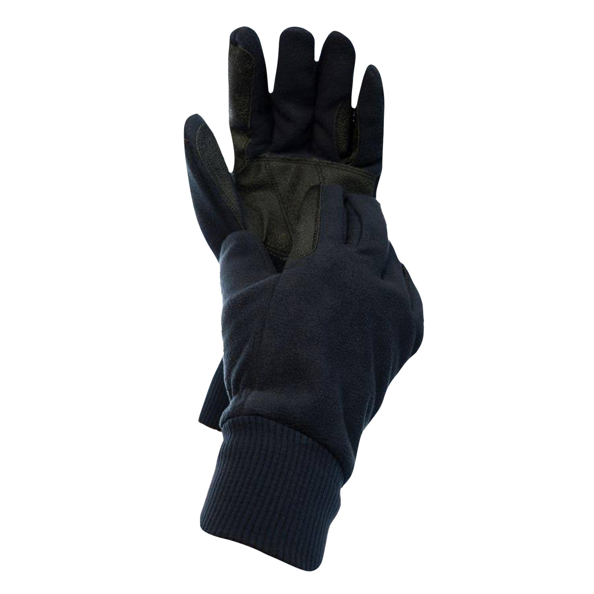 Unisex Everyday Showerproof Polar Fleece Riding Gloves (Navy) 1/4