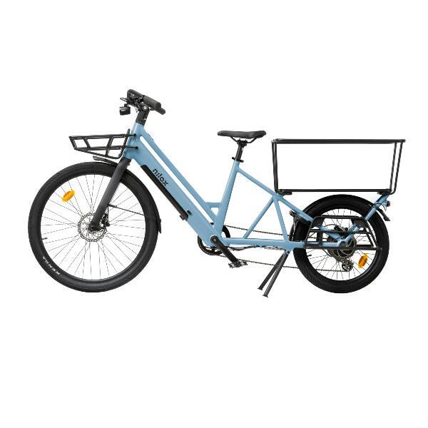 Bici elettrica cargo Nilox C3 azzurra 250W per famiglia 4/7