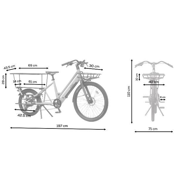 Bici elettrica cargo Nilox C3 azzurra 250W per famiglia 6/7