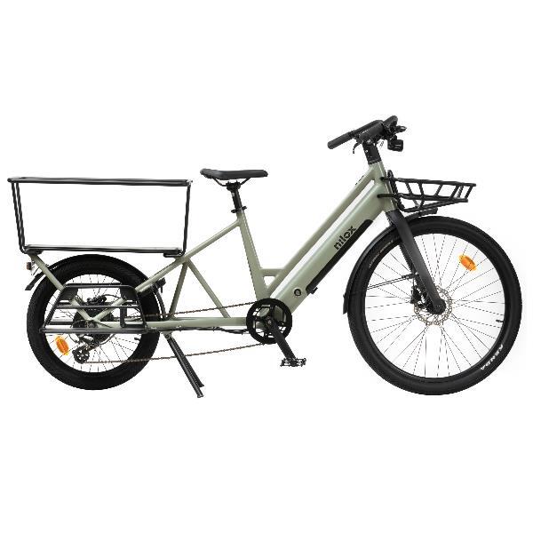 Bicicletta elettrica cargo long nilox c3 verde per uso famigliare