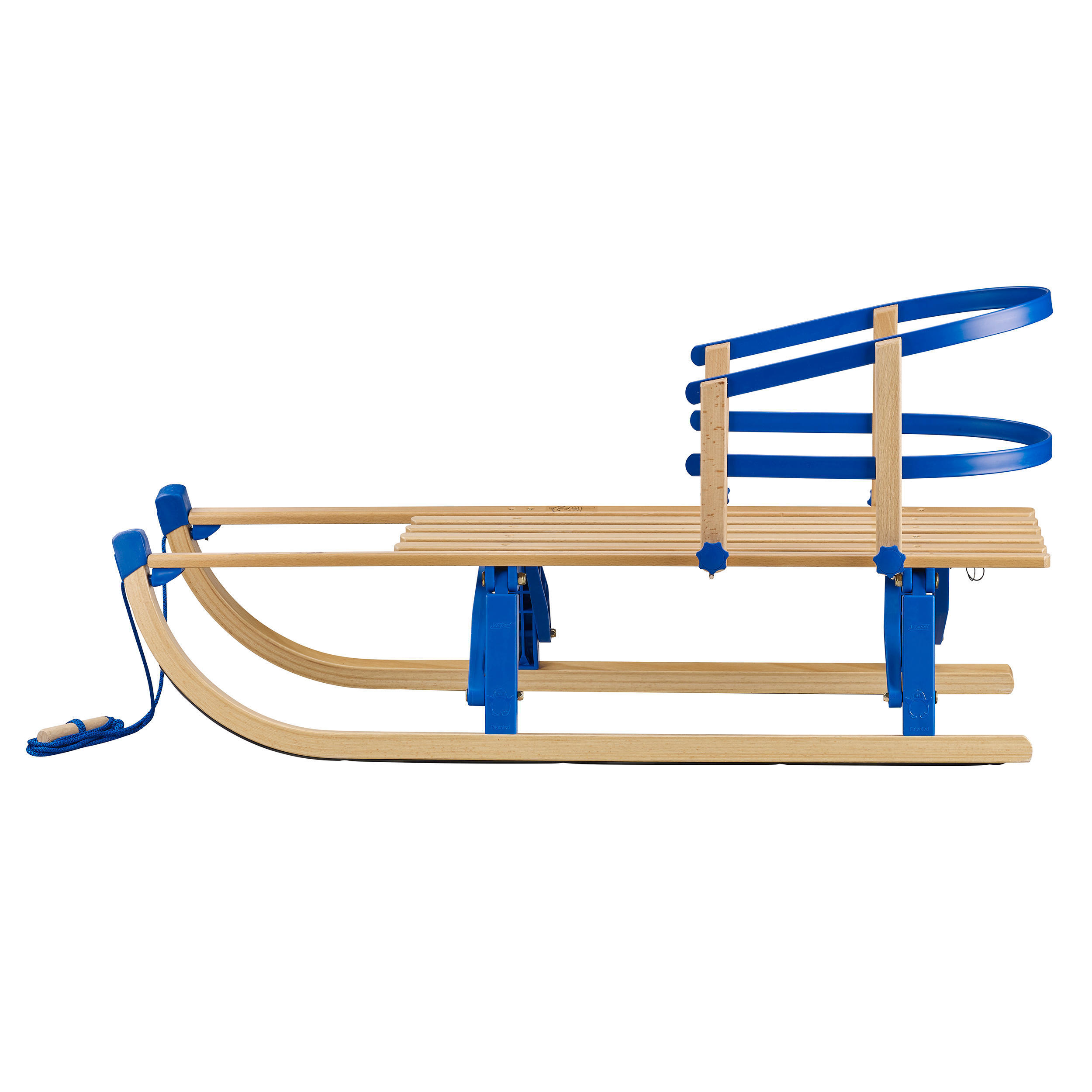 Tweedehands - Kinderzitje voor houten slee blauw - UITSTEKEND 4/4