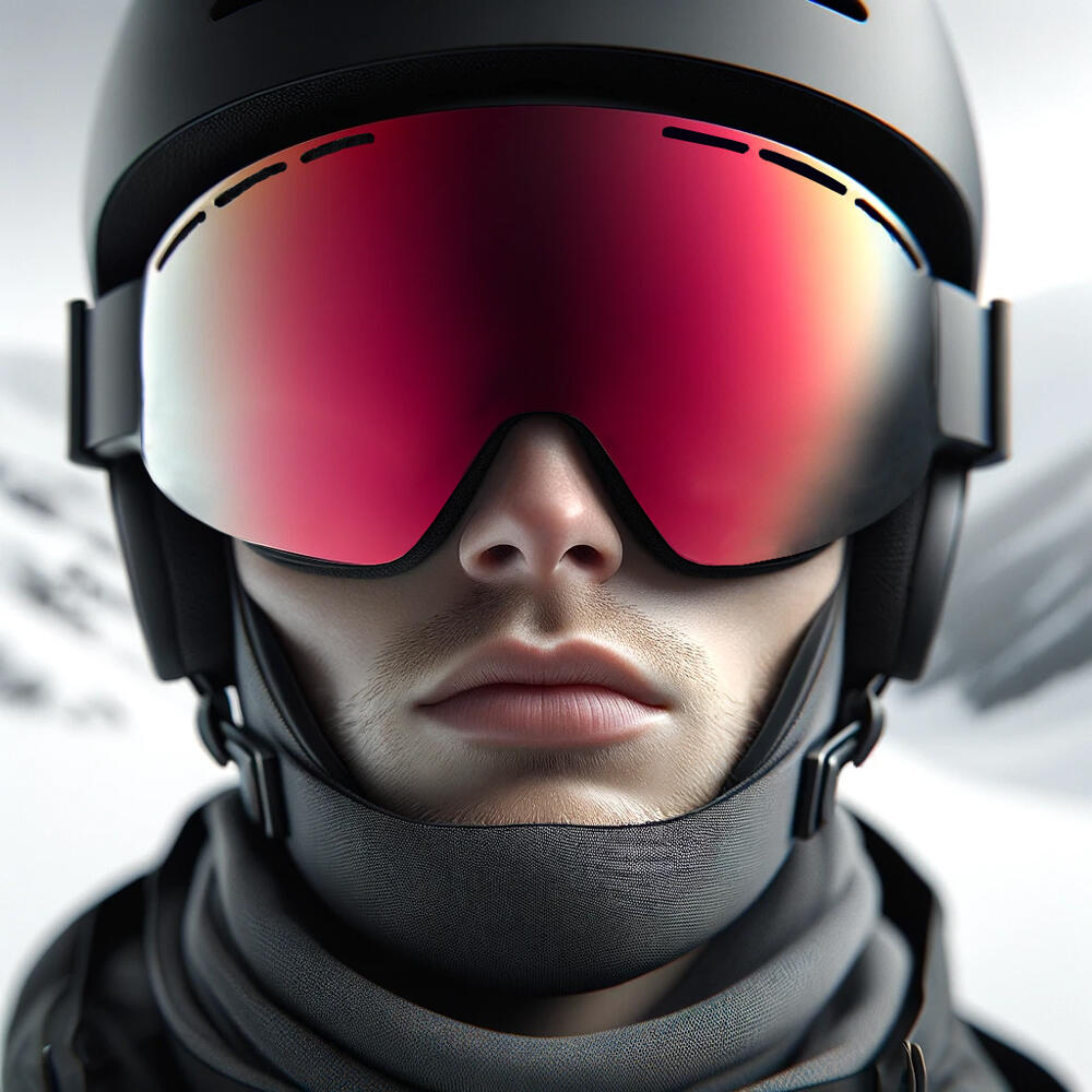 Masque de ski/snowboard noir - Verres rouges miroir 3/7