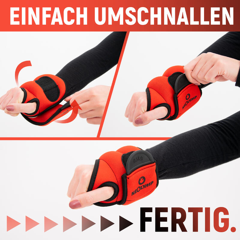 Gewichtsmanschetten Hand – Zusatzgewicht Arme - ideal für Cardio & Reha 1,5 kg