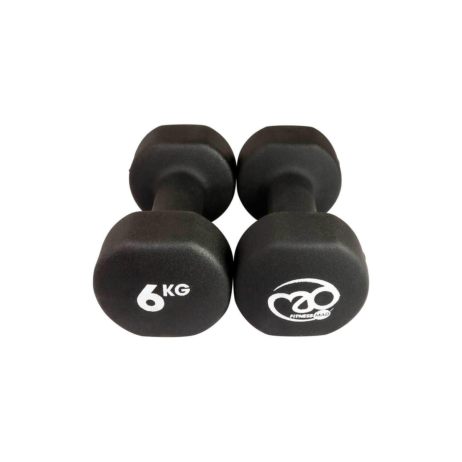 Fitness Mad 6kg Black Dumbbells FITNESS MAD Decathlon