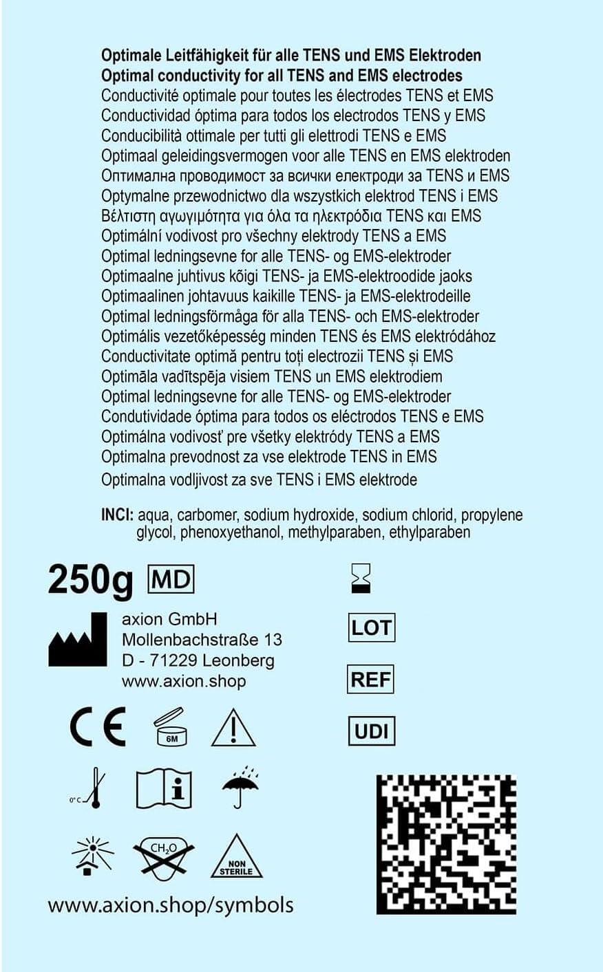 Gel de contacto para electrodos de 250g para dispositivos TENS y entrenadores EM 3/3