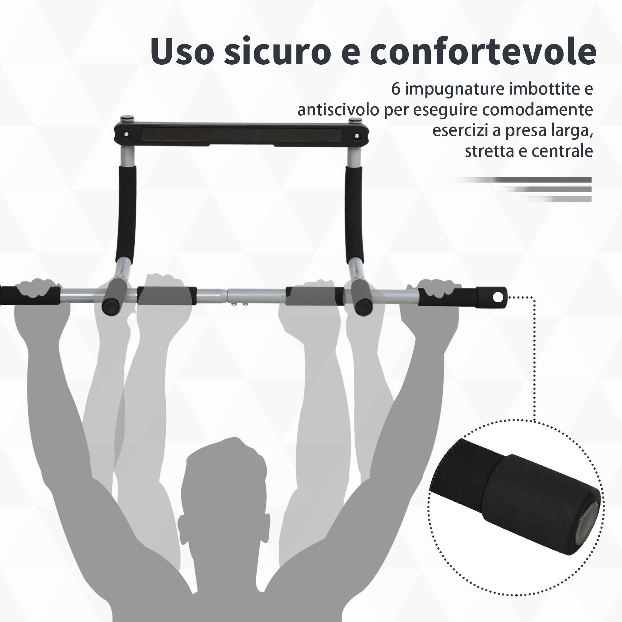 HOMCOM Barra per Trazioni a Pressione per Porta, Acciaio, Peso max 110 kg 6/7