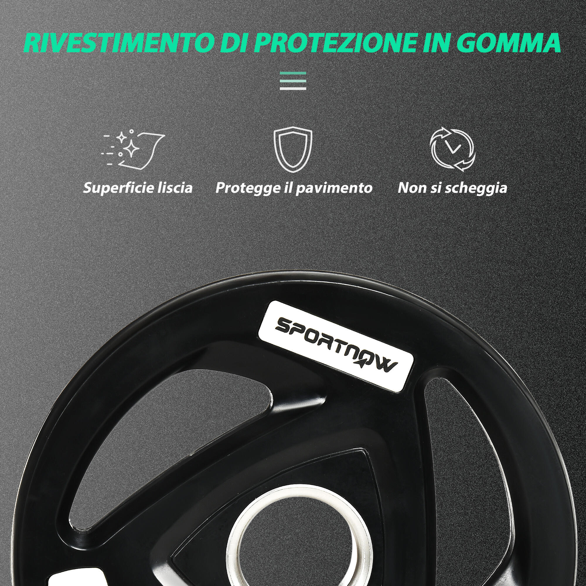 SPORTNOW Set di 2 Dischi Pesi da 10kg in Acciaio con Rivestimento in Gomma 6/6
