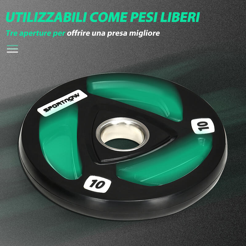 SPORTNOW Set de 2 discuri de10kg din otel cu acoperire din cauciuc, gaura Ø5cm
