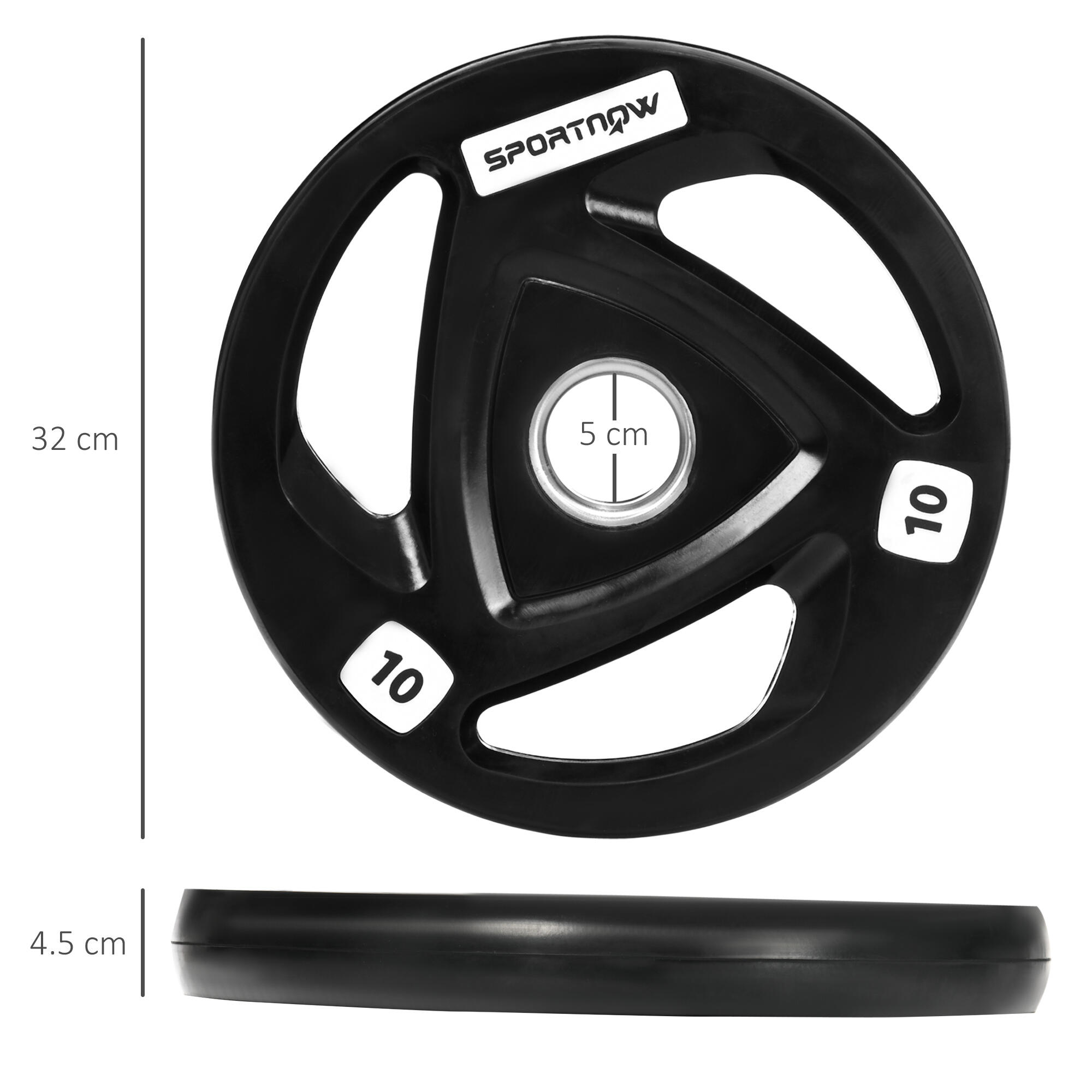 SPORTNOW Set di 2 Dischi Pesi da 10kg in Acciaio con Rivestimento in Gomma 3/6