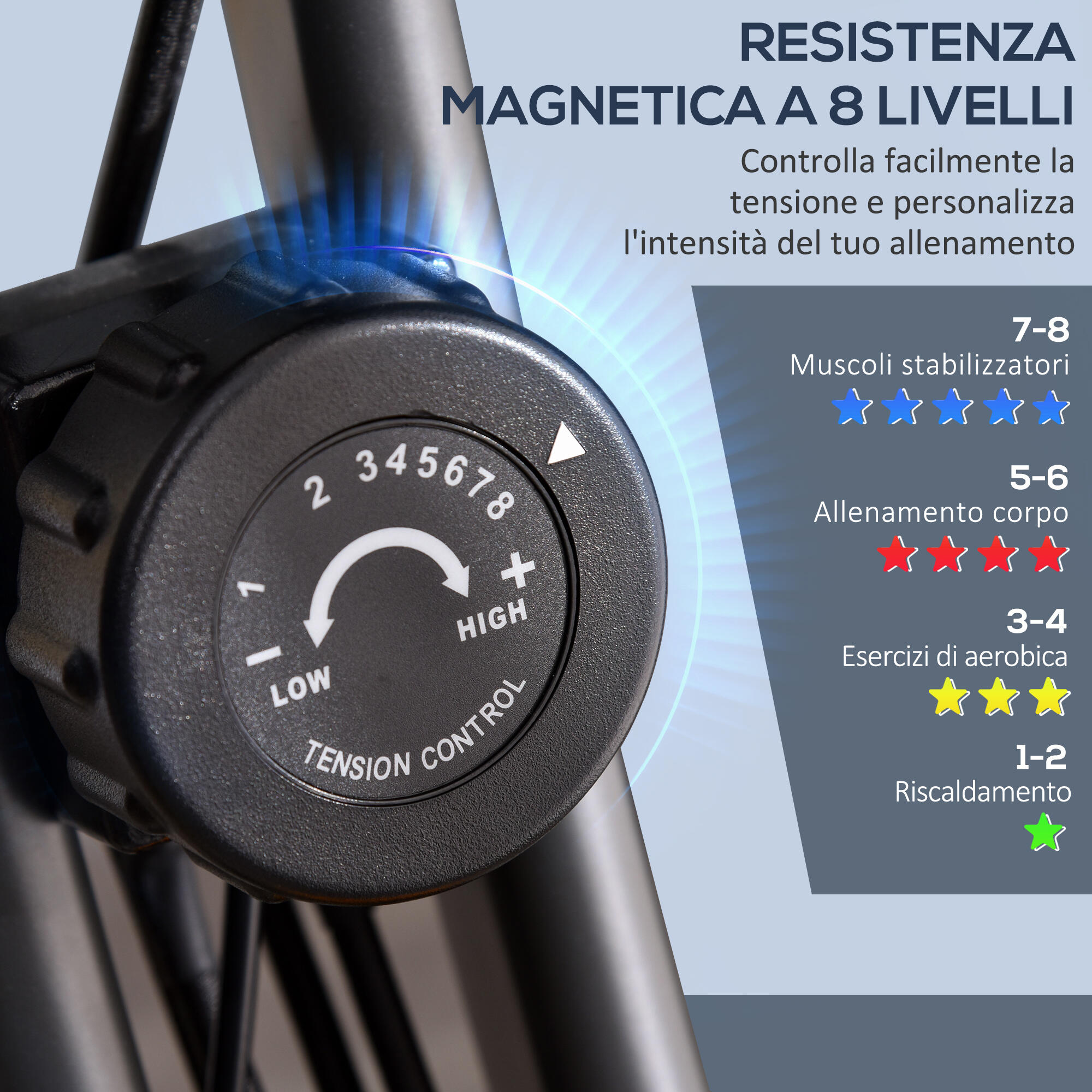 HOMCOM Cyclette Pieghevole 2 in 1, 8 Livelli, Schermo LCD, Verde 6/7