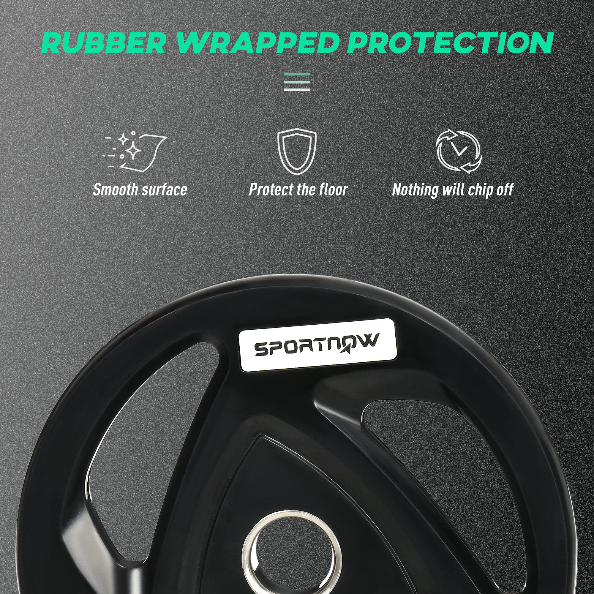 SPORTNOW Set di 2 Dischi Pesi da 20kg in Acciaio con Rivestimento in Gomma 6/7