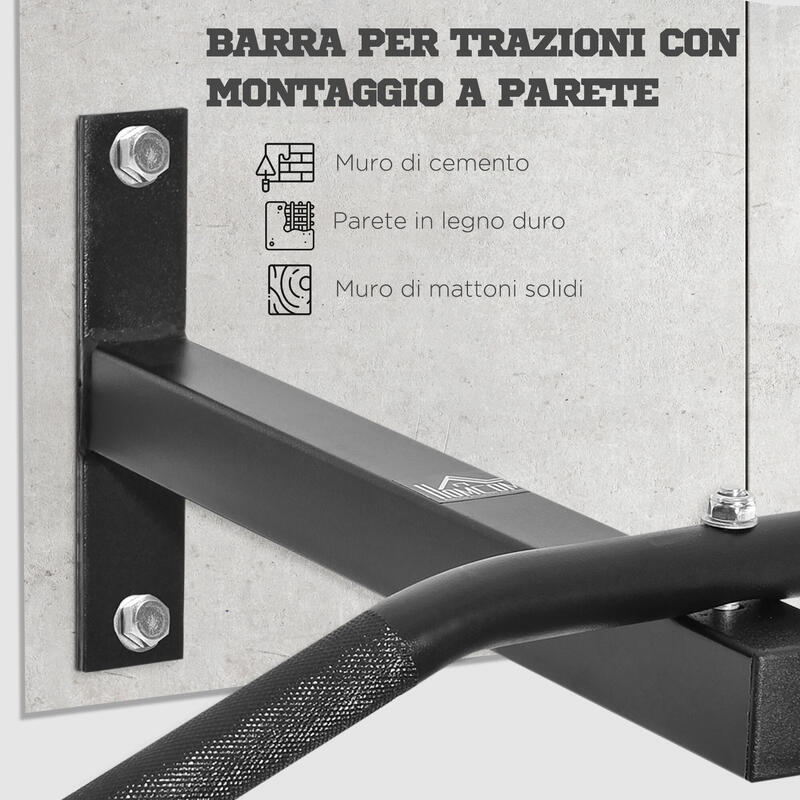 Homcom Bara Flotari la Perete Profesionala cu Schelet in Otel, 116x43x20cm Negru