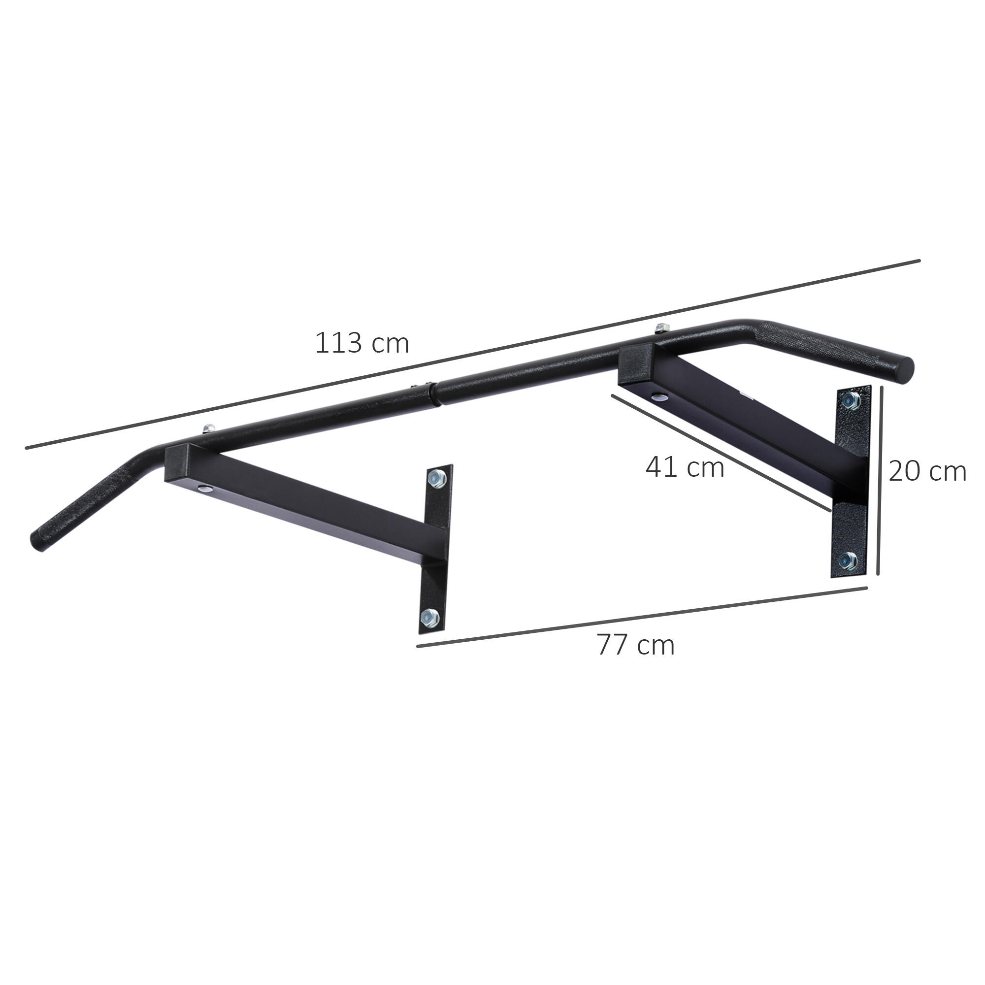 HOMCOM Barra per Trazione a Muro con Struttura in Acciaio, 116x43x20cm, Nero 3/6
