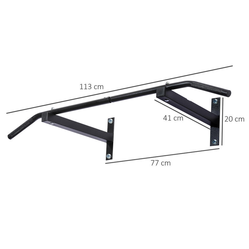Homcom Bara Flotari la Perete Profesionala cu Schelet in Otel, 116x43x20cm Negru