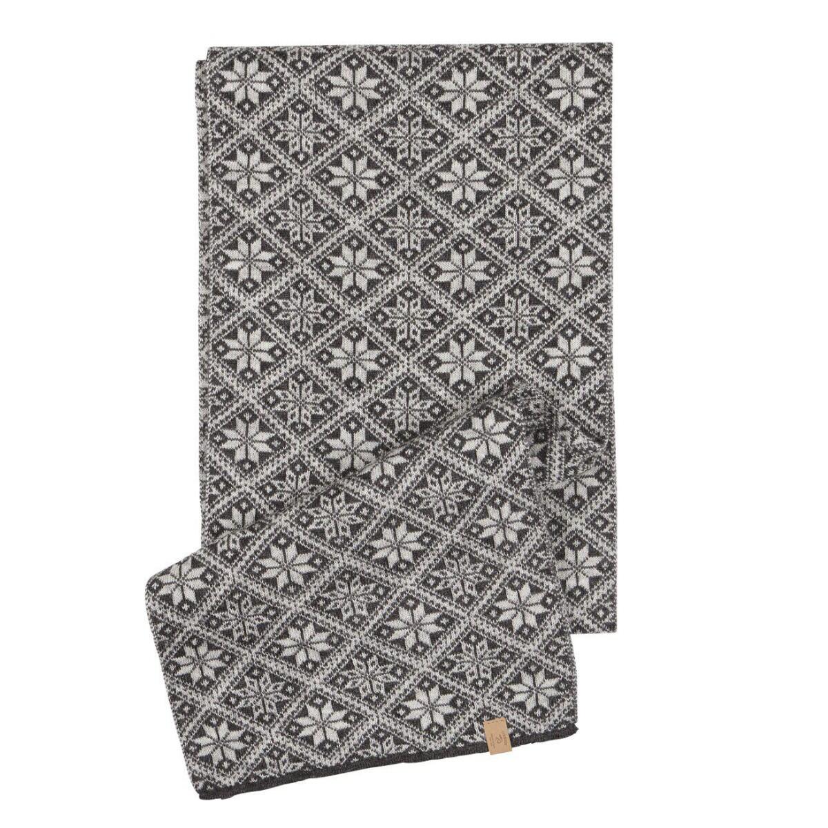IVANHOEOEFSWEDEN Gestrickter Wollschal Freya Graphite Marl – Einheitsgröße 185 x 27 Dunkelgrau