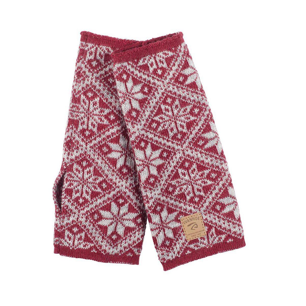 IVANHOEOEFSWEDEN Gebreide handwarmer van wol Freya Deep Red - One Size - Lichtrood