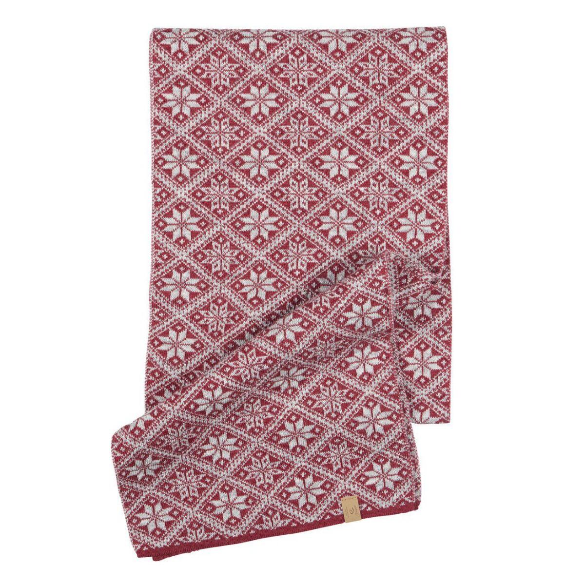 Gebreide sjaal van wol Freya Deep Red -One Size 185x27- Lichtrood 1/4