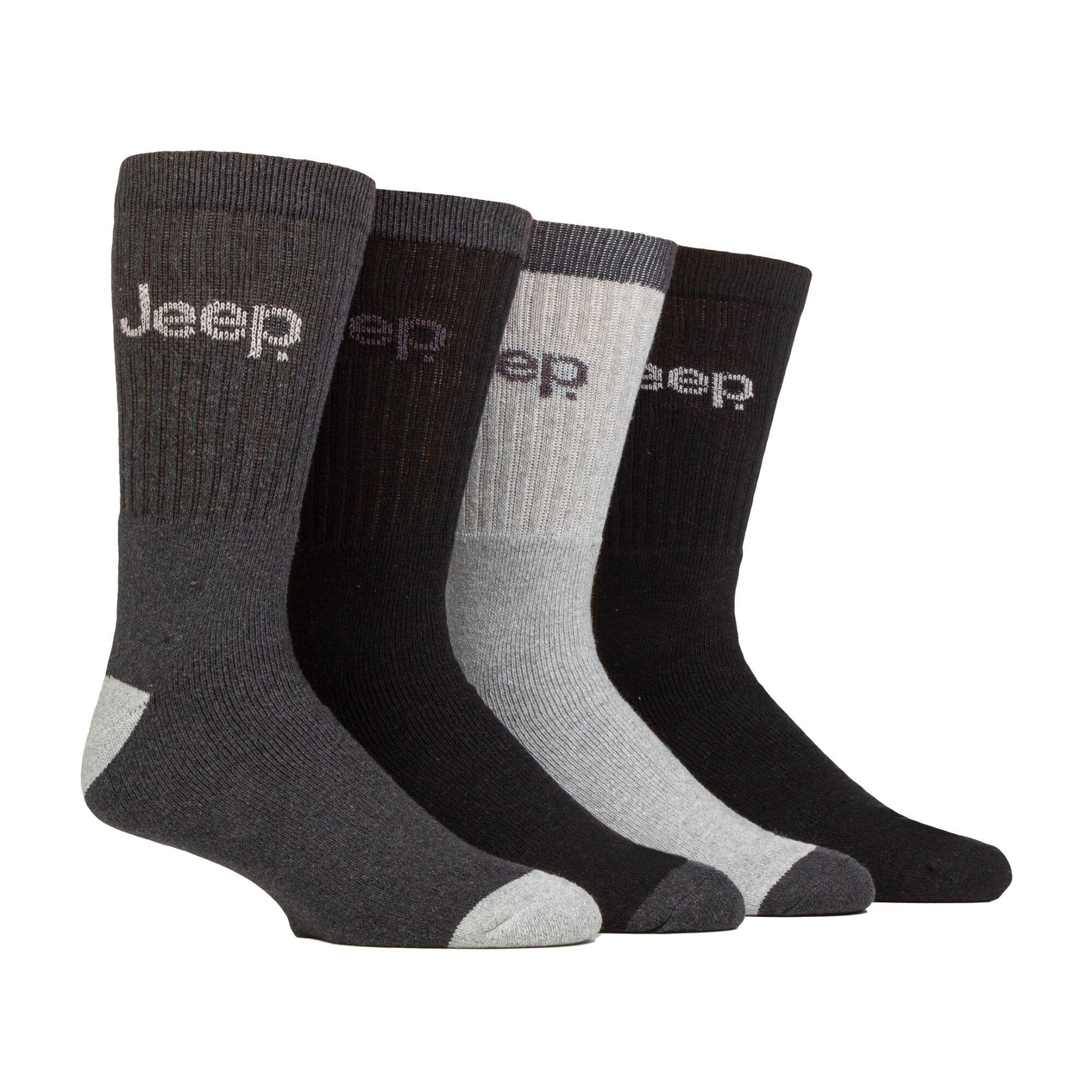 JEEP 4 Pairs Mens Recycled Cotton Cushioned Boot Socks