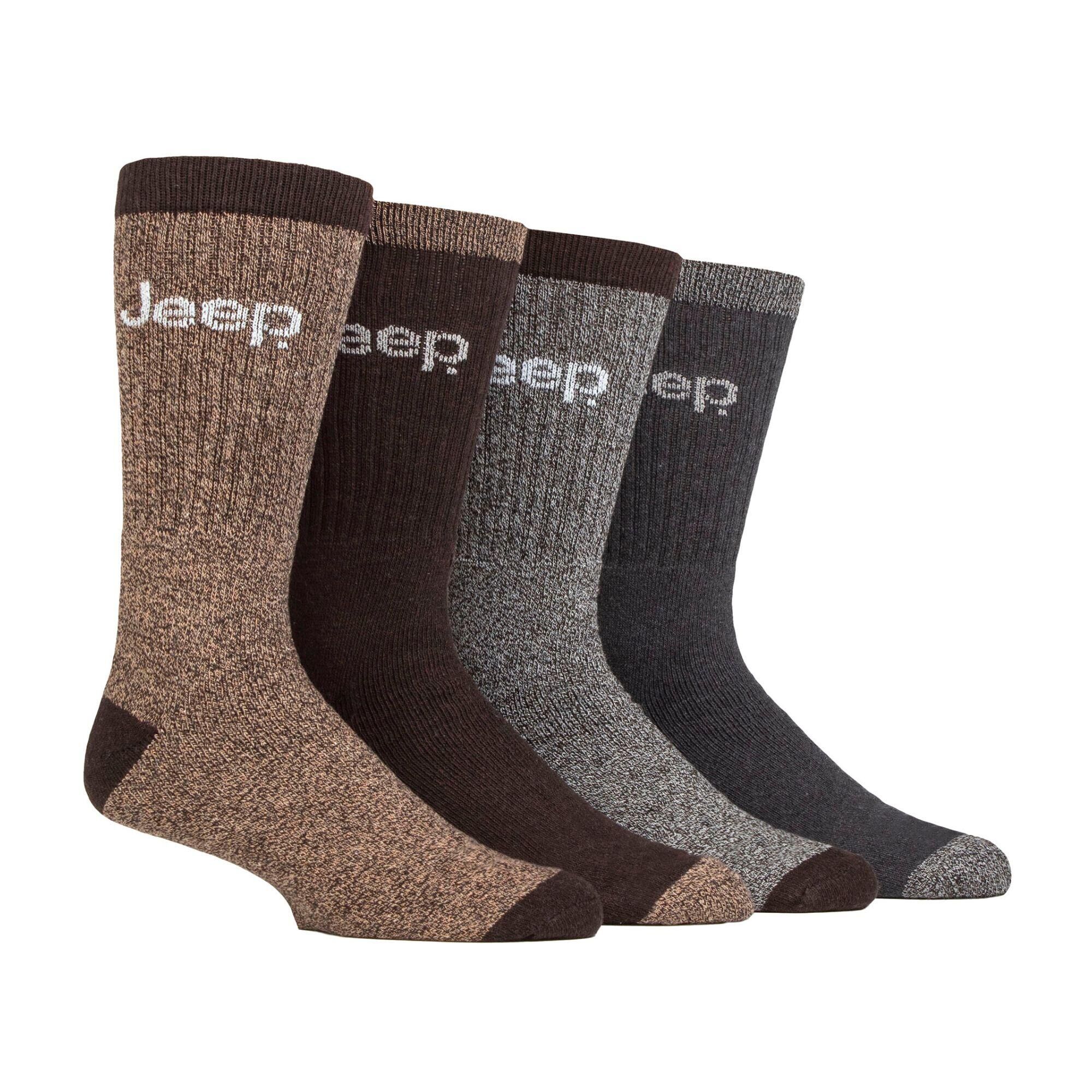 JEEP 4 Pairs Mens Recycled Cotton Cushioned Boot Socks