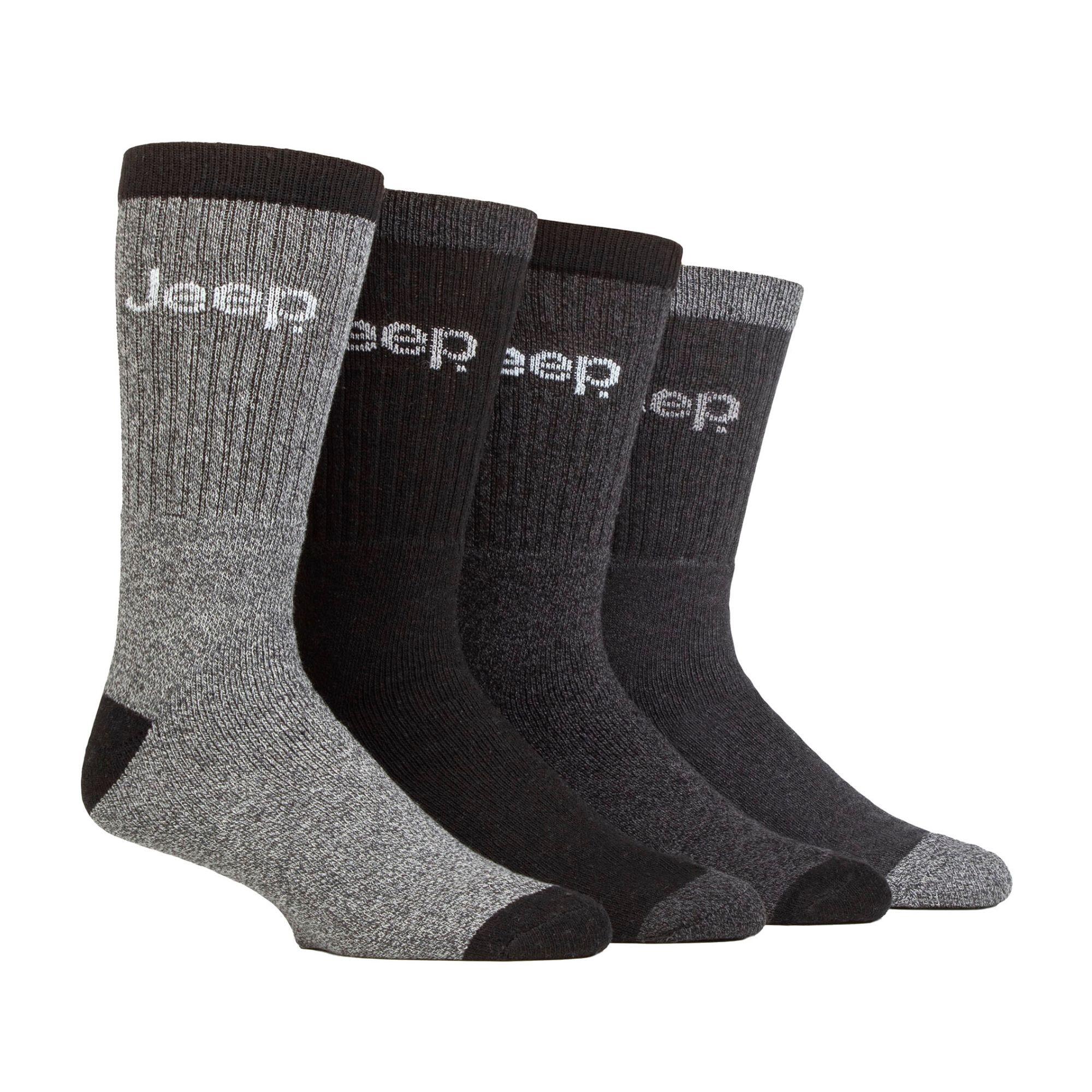 JEEP 4 Pairs Mens Recycled Cotton Cushioned Boot Socks
