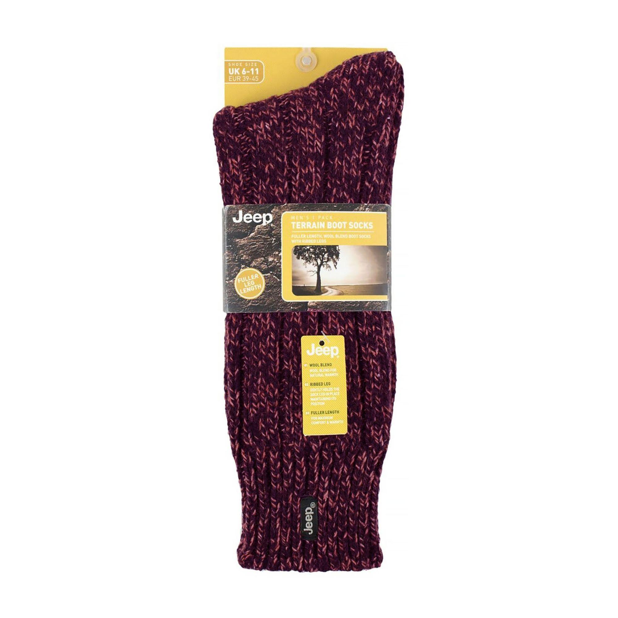 1 Pack Men's Ribbed Wool Hiking Socks | Knit Design Padded Boot Socks 2/3