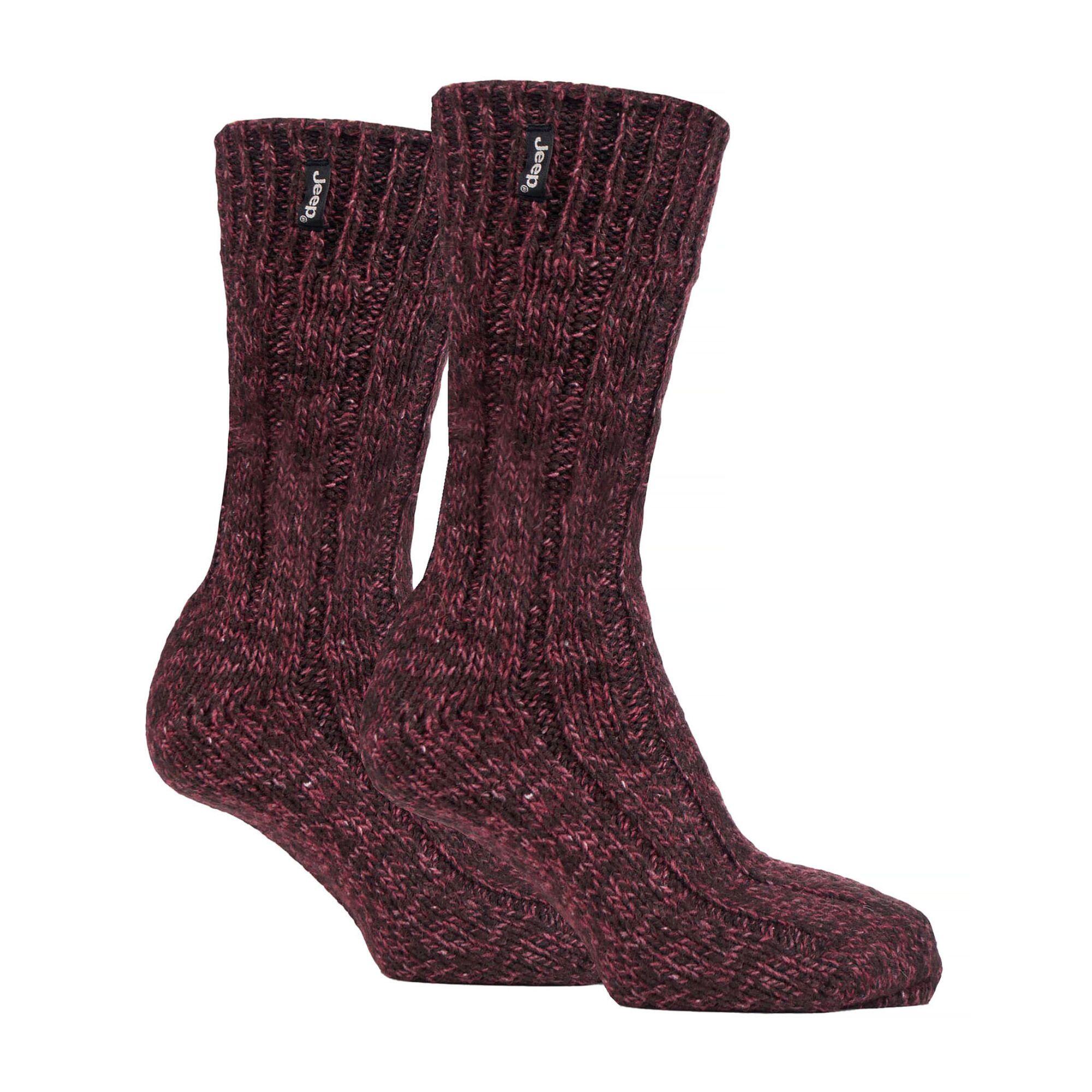 JEEP Mens Wool Knit Ribbed Design Padded Boot Socks