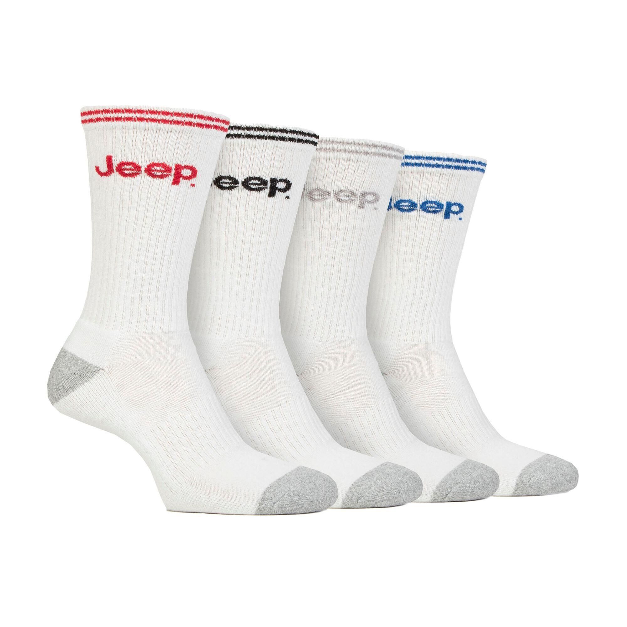 JEEP 4 Pairs Mens Sport Crew Running Breathable Cotton Socks