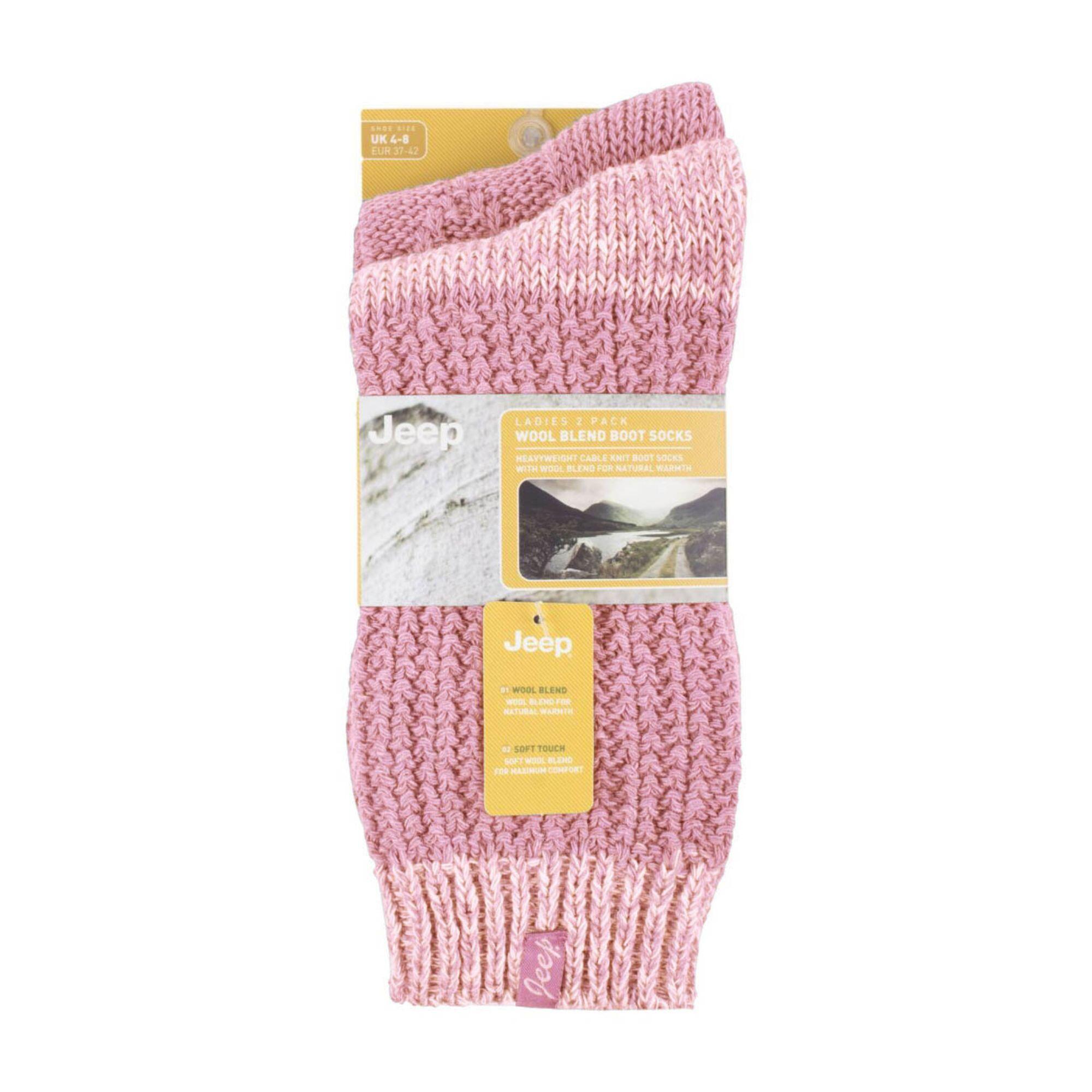 2 Pack Women's Wool Blend Cable Knit Boot Socks, Outdoor Socks 2/5